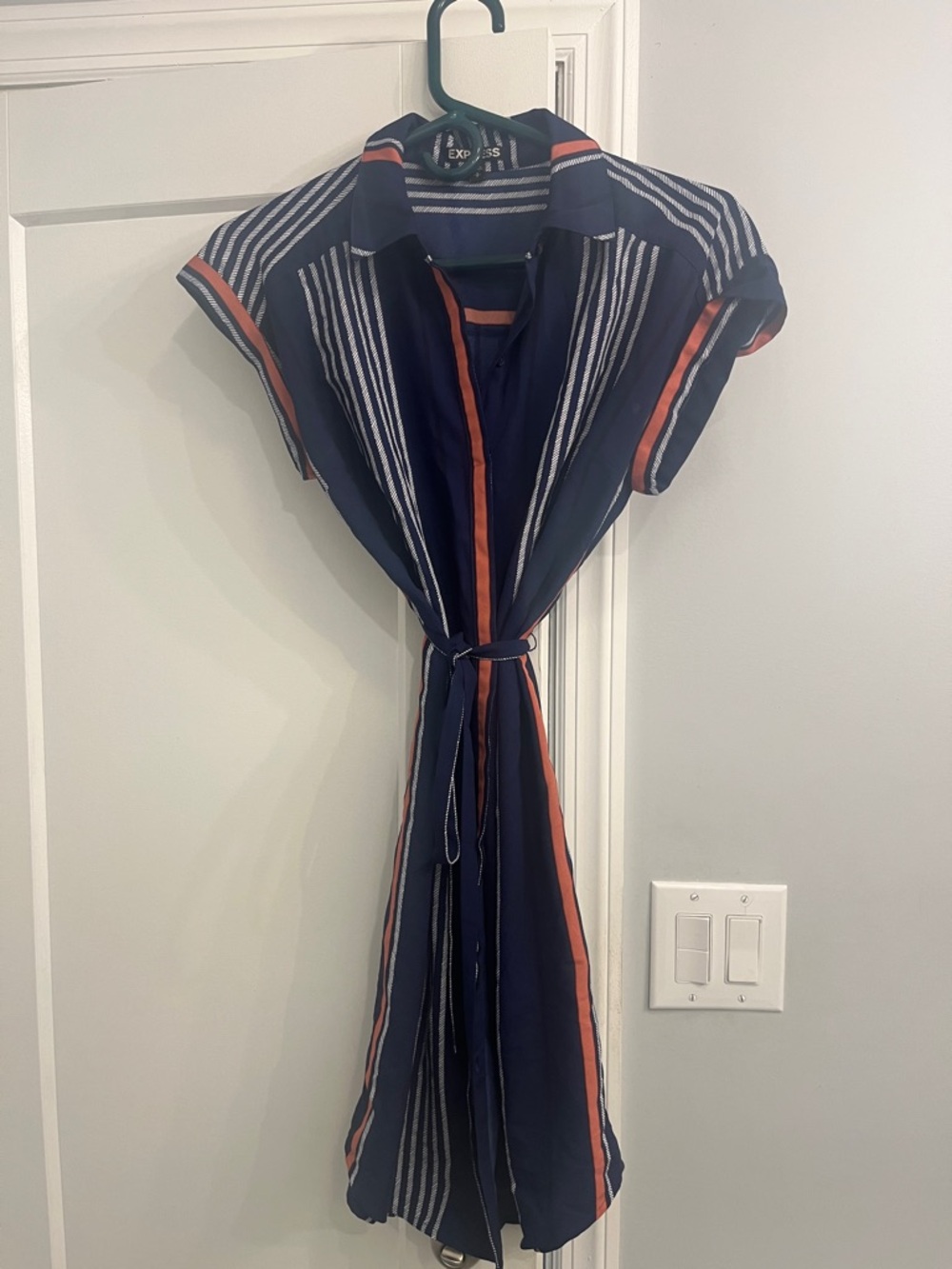Express Navy Striped Belted Dress Small – Worn Few Times